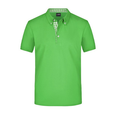 James & Nicholson Herren Poloshirt Karo Optik JN964, Lime-grün/weiß, Größe S