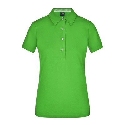 Produktbild von James & Nicholson - Damen Poloshirt Karo Optik JN969, lime-grün/weiß, Größe M