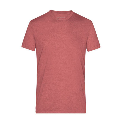 Produktbild von James & Nicholson - Herren Melange V-Shirt JN974, rot-melange, Größe M