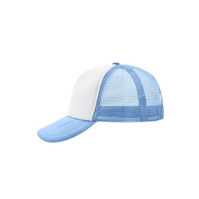 Produktbild von James & Nicholson - 5 Panel Mesh Cap MB070, weiß/hellblau, Einheitsgröße