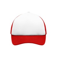 Produktbild von James & Nicholson - 5 Panel Kinder Mesh Cap MB071, weiß/rot, Einheitsgröße