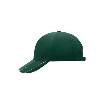 Produktbild von James & Nicholson - 6 Panel Groove Cap MB601, dunkelgrün/weiß, Einheitsgröße