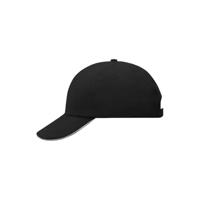Produktbild von James & Nicholson - 6 Panel Cotton Sandwich Cap MB6112, schwarz/beige, Einheits
