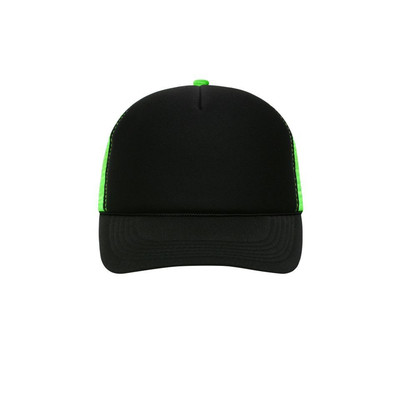 Produktbild von James & Nicholson - 5 Panel Retro Mesh Cap MB6550, schwarz/neon-grün, Einheitsg