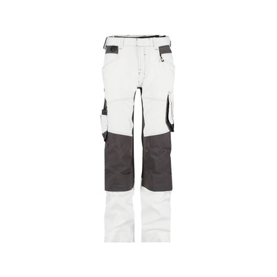 Dassy Dynax Painters Women Malerhose Mit Stretch Und Kniepolstertaschen Für Damen, Weiß/anthrazit, Schrittlänge Standard, Größe 36