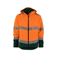 Produktbild von Dassy® - Malaga Warnschutz Softshell-Jacke, neonorange/flaschengrün, Größe XS