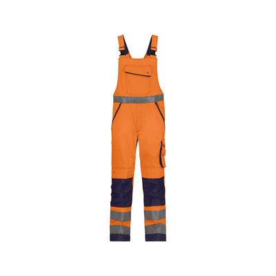 Dassy Malmedy Warnschutz Latzhose Mit Kniepolstertaschen, Neonorange/dunkelblau, Schrittlänge Standard, Größe 50