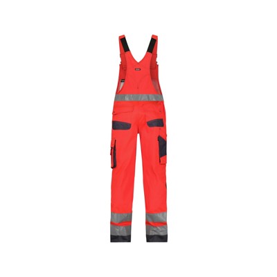 Produktbild von Dassy® - Malmedy Warnschutz Latzhose mit Kniepolstertaschen, neonrot/zementgrau