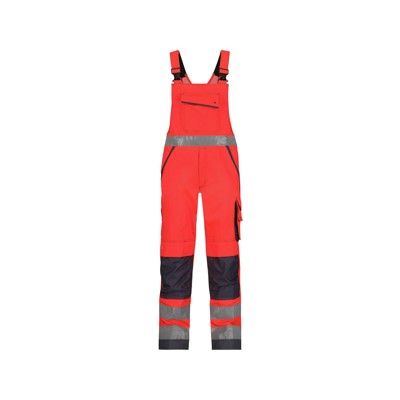 Produktbild von Dassy® - Malmedy Warnschutz Latzhose mit Kniepolstertaschen, neonrot/zementgrau