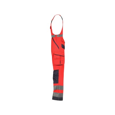 Produktbild von Dassy® - Malmedy Warnschutz Latzhose mit Kniepolstertaschen, neonrot/zementgrau