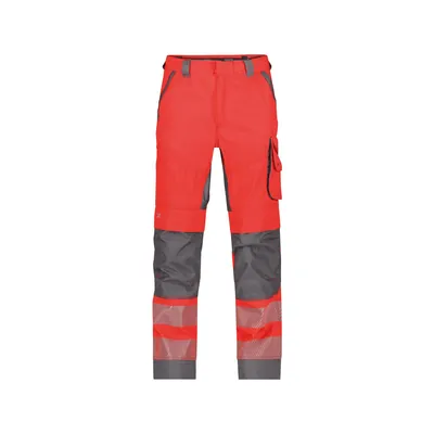 Produktbild von Dassy® - Odessa Sommer Warnschutzhose mit Kniepolstertaschen, neonrot/zementgra