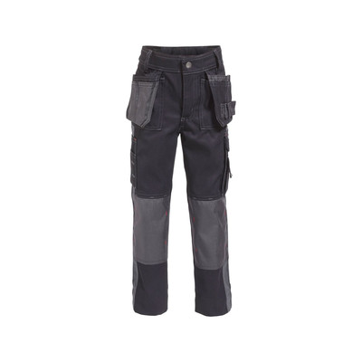 Dassy Seattle Kids Zweifarbige Arbeitshose Mit Holstertaschen, Schwarz/zementgrau, Schrittlänge Standard, Größe 158