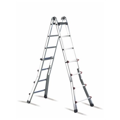 Produktbild von cimco® - Aluminium-Teleskop-Leiter mit 2 x 7 Stufen, Höhe min/max 1,25m/3,55m, 