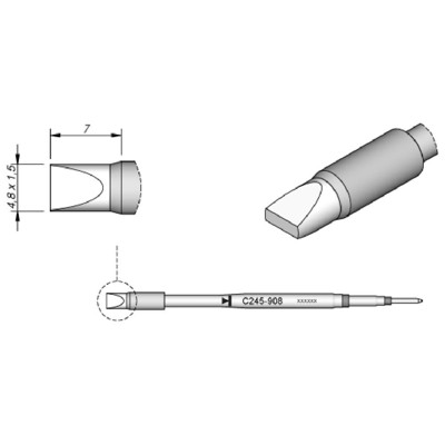 Produktbild von JBC - Lötspitze Serie C245 Meißelform, C245908/4,8 x 1,5mm, gerade, High Therma