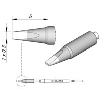 Produktbild von JBC - Lötspitze Serie C115, Meißelform, C115213/1 x 0,3mm, gerade, High Thermal