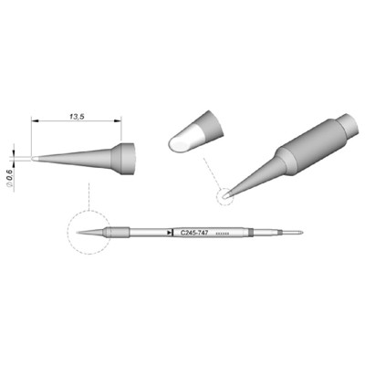 Produktbild von JBC - Lötspitze Serie C245, Rundform, C245747/ø0,6mm, abgeschrägt