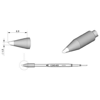 Produktbild von JBC - Lötspitze Serie C245, Rundform, C245405/ø1,5mm, abgeschrägt, High Thermal