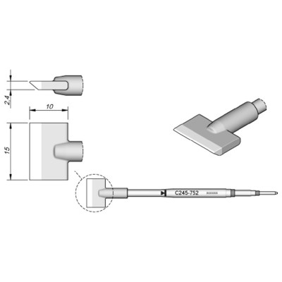 Produktbild von JBC - Lötspitze Serie C245 Klingenform, C245765/6,0 x 0,4mm, gerade