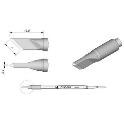 Produktbild von JBC - Lötspitze Serie C245 Klingenform, C245765/6,0 x 0,4mm, gerade