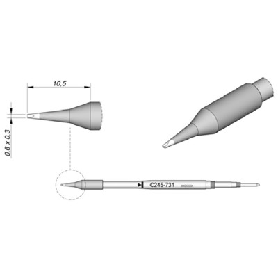 Produktbild von JBC - Lötspitze Serie C245 Meißelform, C245908/4,8 x 1,5mm, gerade, High Therma