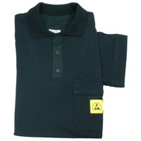 Produktbild von WETEC - ESD-Polo-Shirt light, mit schwarzem Kragen, Größe XXL, schwarz