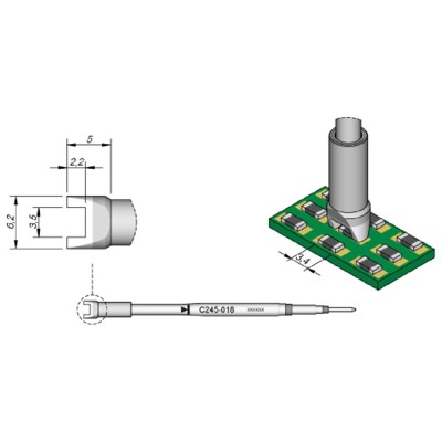 Produktbild von JBC - SMD-Entlötspitze Serie C245, C245018/3,5mm, für Chip-Komponenten