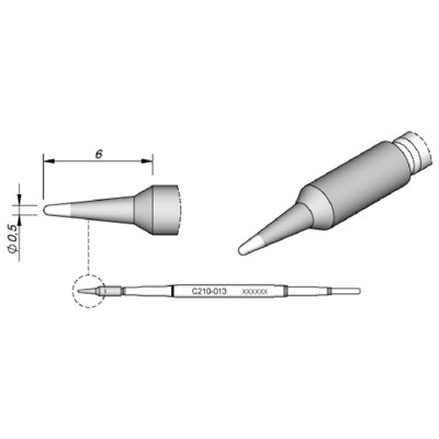 Produktbild von JBC - Lötspitze Serie C210, Rundform, C210013/ø0,5mm, gerade