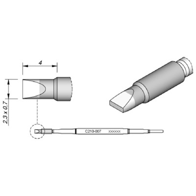 Produktbild von JBC - Lötspitze Serie C210, Meißelform, C210023/0,4 x 0,2mm, gerade