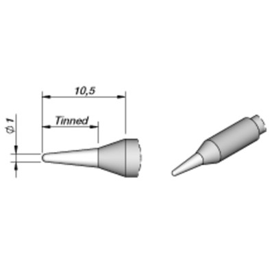 Produktbild von JBC - Lötspitze Serie C245, Rundform, C245041/ø1,0mm, gerade