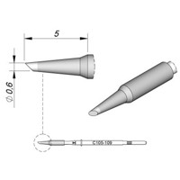 Produktbild von JBC - Lötspitze Serie C105, Rundform, C105109/ø0,6mm, 45° abgeschrägt