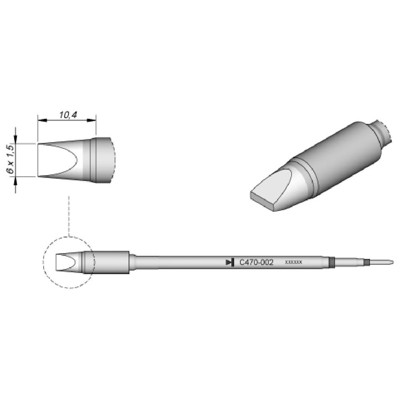 Produktbild von JBC - Lötspitze Serie C470, Meißelform, C470014/4,0 x 1,3mm, meißelförmig