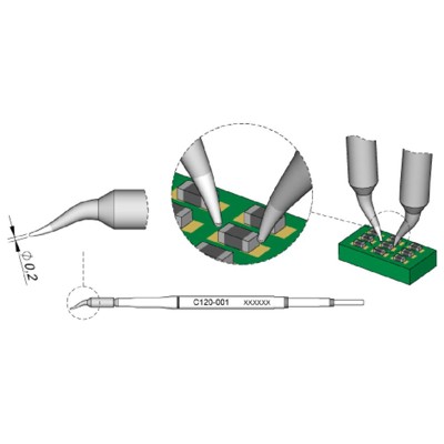 Produktbild von JBC - Entlötspitze Serie C120 für Dual-In-Line, C120008/3,5mm, schräg, links