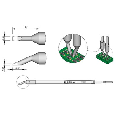 Produktbild von JBC - Lötspitze Serie C420, C420271/1,5mm, für Chip-Komponenten