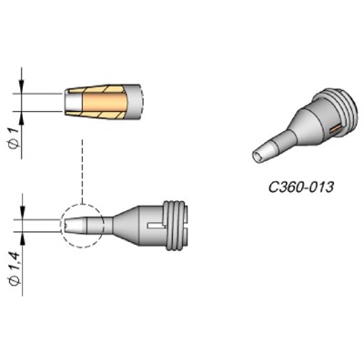 Produktbild von JBC - Entlötspitze Serie C360, C360013/ø1,0mm, Außen-ø1,4mm, Padcleaning