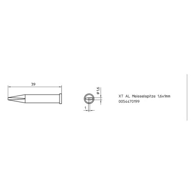 Produktbild von Weller® - Lötspitze Serie XT, Meißelform, XT H/0,8 x 0,4mm, gerade, 1 Stück