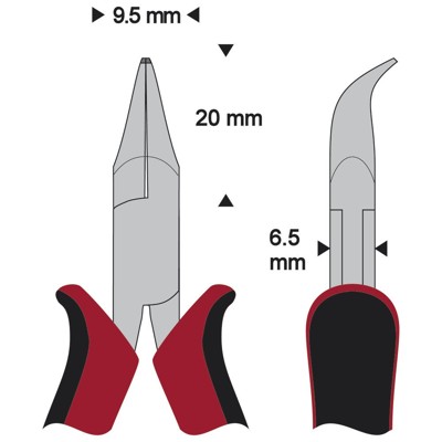 Produktbild von WETEC - Spitzzange Protec, 45° gebogen