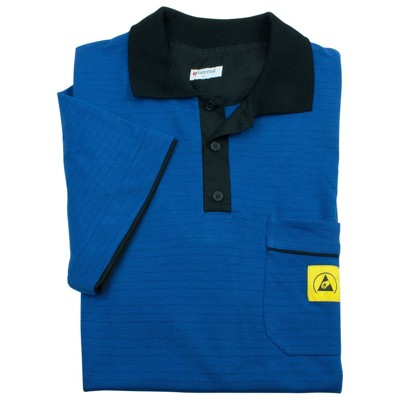 Produktbild von WETEC - ESD-Polo-Shirt, mit schwarzem Kragen, Größe XXL, blau