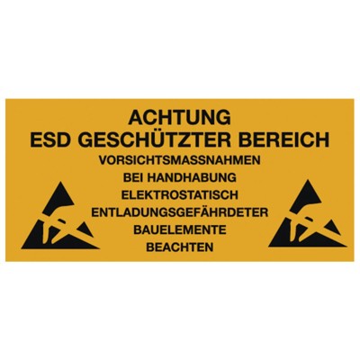 Produktbild von Warmbier® - ESD Aufkleber, ESD, deutsch, 150 x 300mm