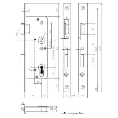 Produktbild von ABL - GLT-Einsteckschloss, PZ, E72, VK8, D45,20kt, DL