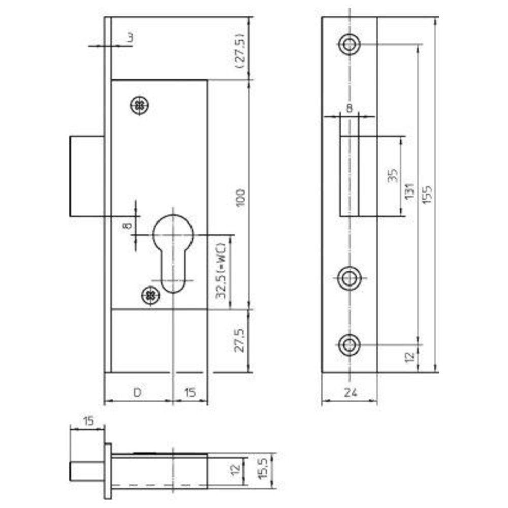 ABL PT-Einsteckriegelschloss, PZ, D24,24kt, DL/DR Produktbild img2 L
