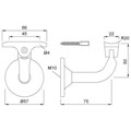 Produktbild von KWS - 4511 Handlaufstütze für 75mm Wandabstand