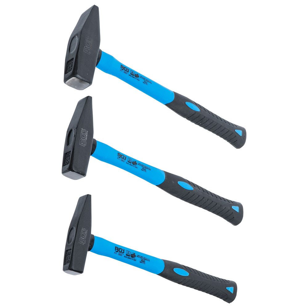 BGS Schlosserhammer-Satz, DIN 1041, Fiberglasstiel, 3-teilig, 300-800 g Produktbild img1 L