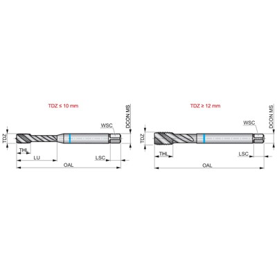 Produktbild von Dormer - Maschinen-Gewindebohrer Rechtsg. 40° Blauring HSS-E-PM TiN E239M5, M5