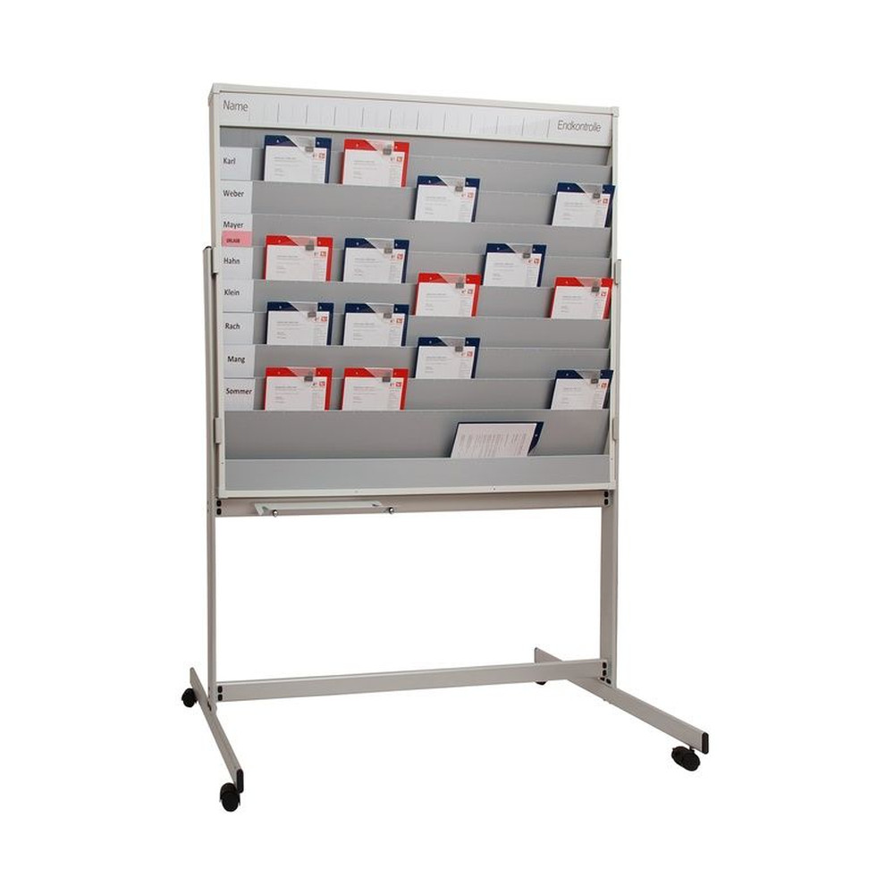 EICHNER Fahrbare Planungstafel mit Whiteboard, mit Ablageschale für Stifte und Schwamm, Format: 1550 x 1945 mm, 9 Schienen, Grau, Verpackungseinheit: 1 STK Produktbild img2 L