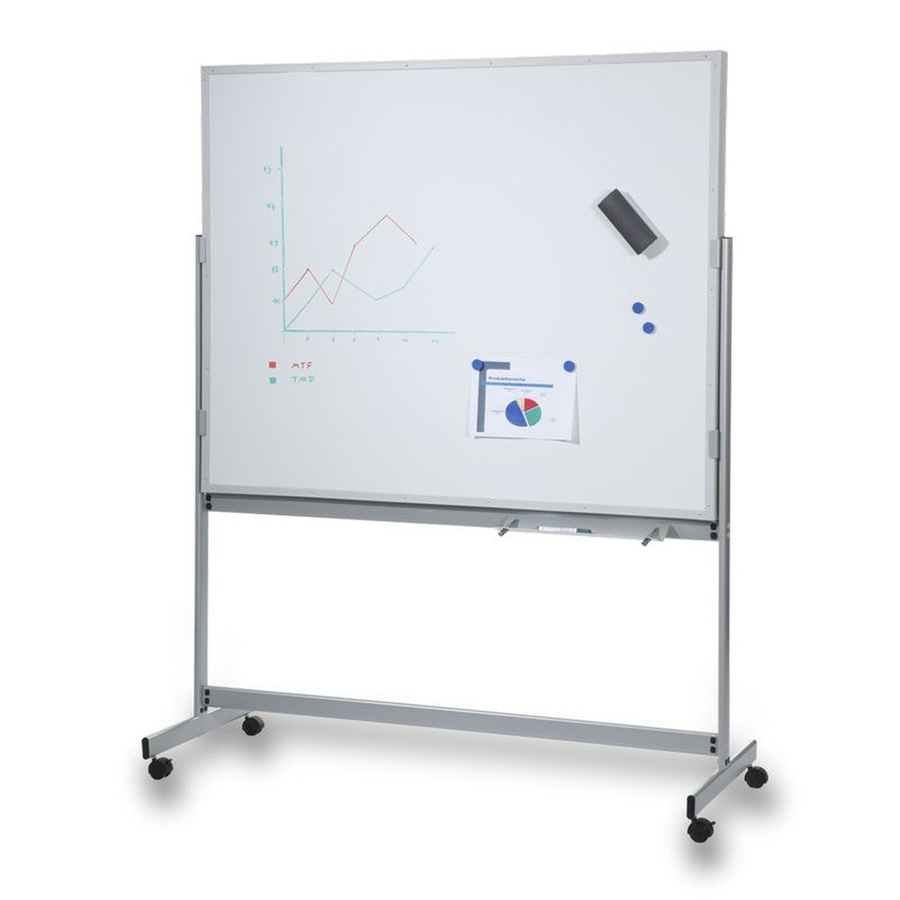 EICHNER Fahrbare Planungstafel mit Whiteboard, mit Ablageschale für Stifte und Schwamm, Format: 1550 x 1945 mm, 9 Schienen, Grau, Verpackungseinheit: 1 STK Produktbild img3 L
