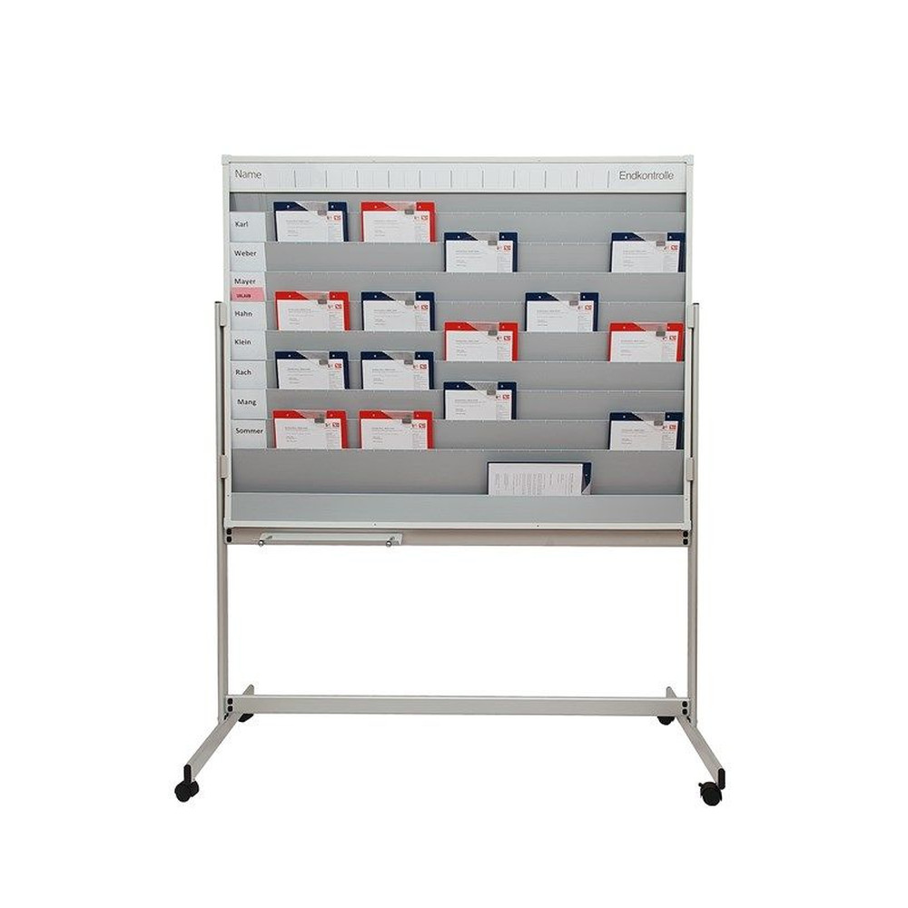 EICHNER Fahrbare Planungstafel mit Whiteboard, mit Ablageschale für Stifte und Schwamm, Format: 1550 x 1945 mm, 9 Schienen, Grau, Verpackungseinheit: 1 STK Produktbild img4 L