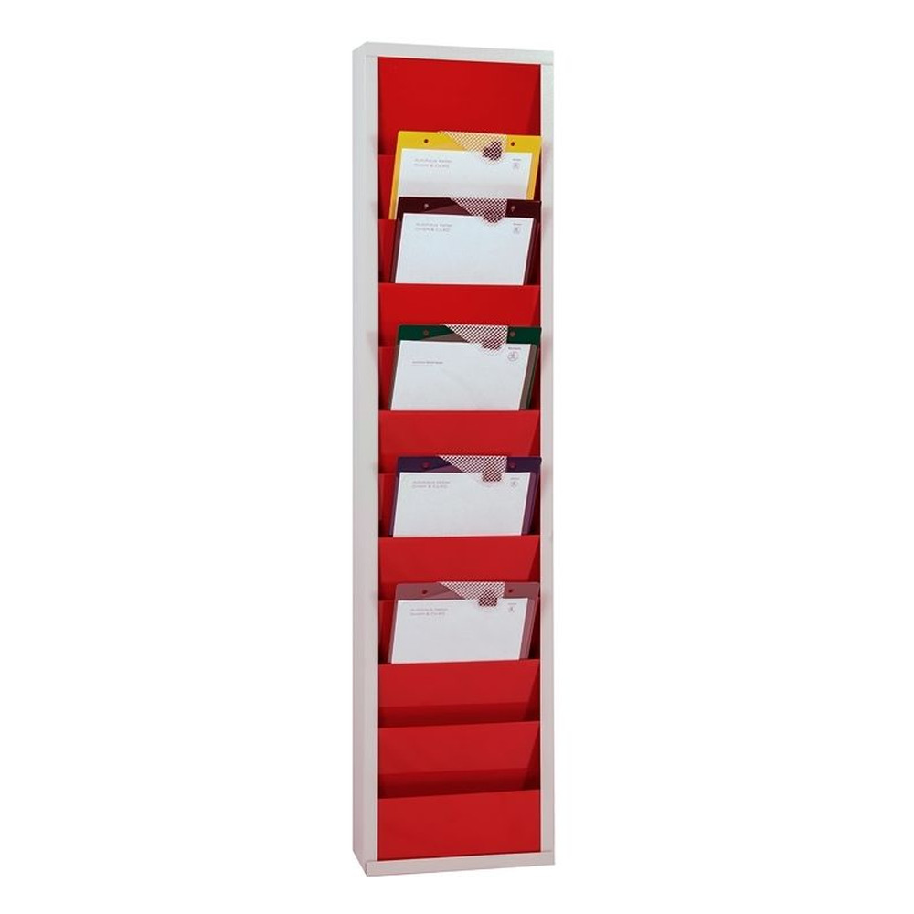 EICHNER Planungstafel einreihig aus Metall, für DIN A4 Auftragstaschen, Maße: 315 x 1280 mm, Rot, Verpackungseinheit: 1 STK Produktbild img1 L