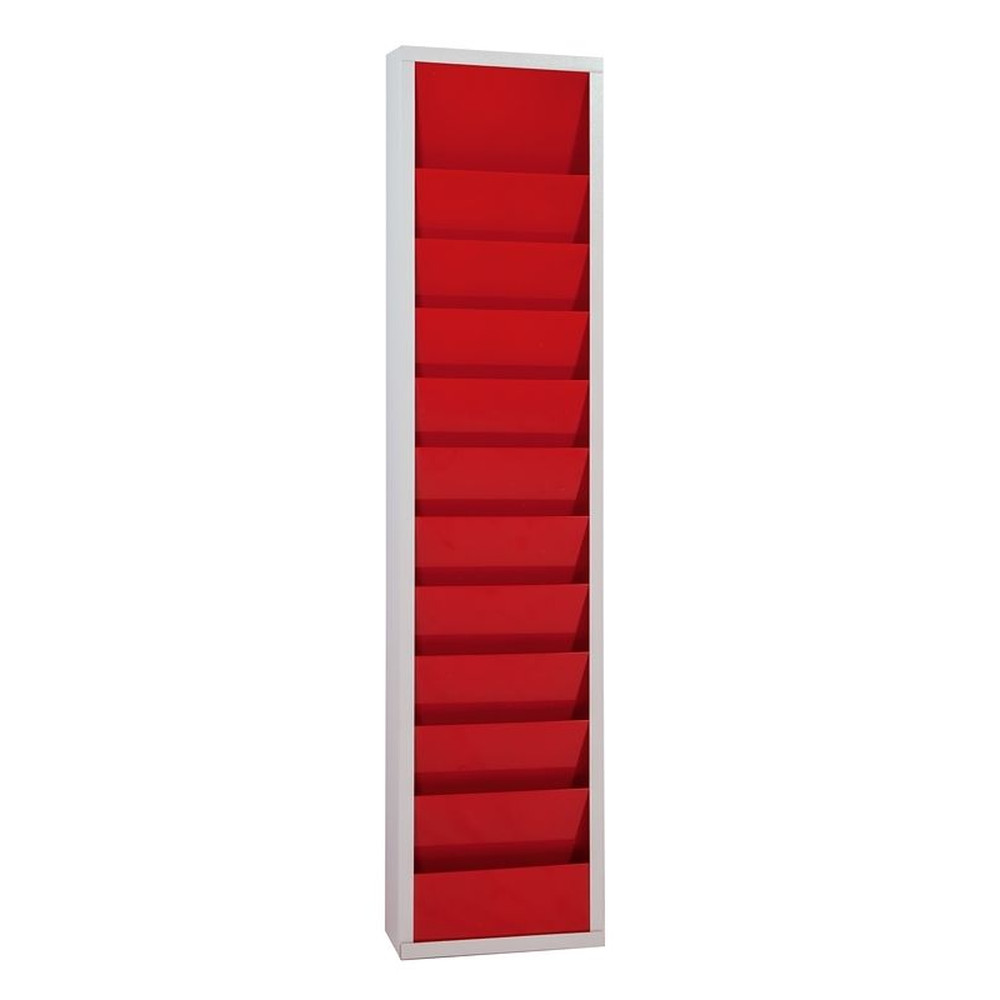 EICHNER Planungstafel einreihig aus Metall, für DIN A4 Auftragstaschen, Maße: 315 x 1280 mm, Rot, Verpackungseinheit: 1 STK Produktbild img2 L