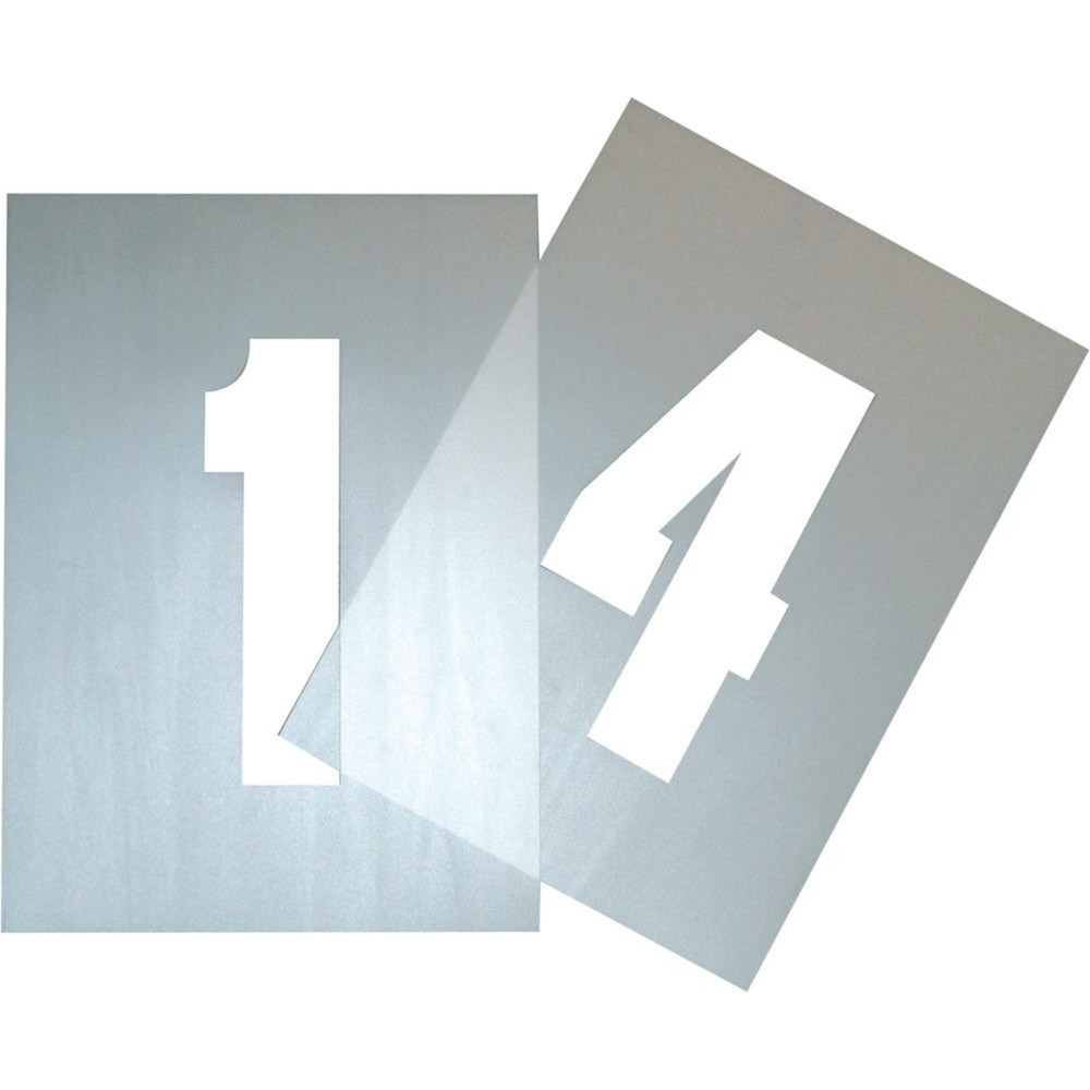 E-COLL Schablonensatz 150mm, 59-teilig mit Buchstaben, Zahlen, Richtungspfeile Produktbild img2 L