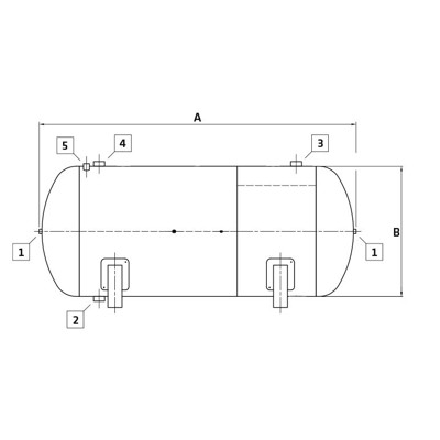 Produktbild von ELMAG - Druckluftkessel liegend, 15 bar EURO LH 500 CE inkl. Sicherheitsventil